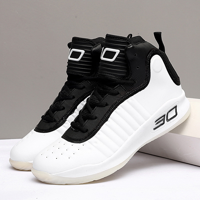 Picture of White sneakers men's autumn new high-top basketball shoes cross-border plus size sports competition boots female students 36-45