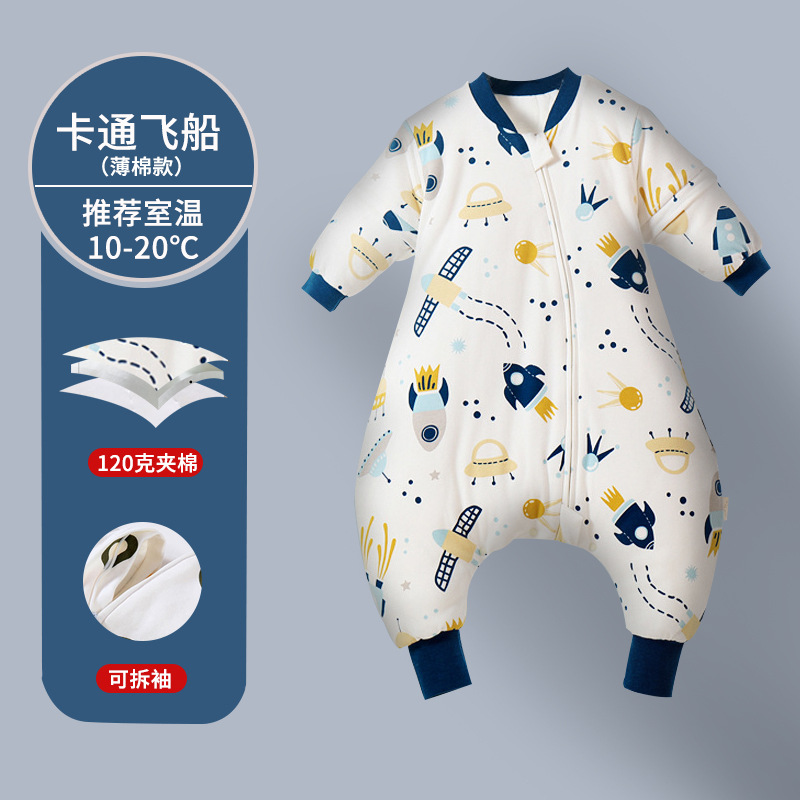 Picture of Spring and Autumn Thin Children's Sleeping Bag Constant Temperature Infant and Toddler Class a Split Leg Sleeping Bag Cartoon Pure Cotton Baby Sleeping Bag with Detachable Sleeves