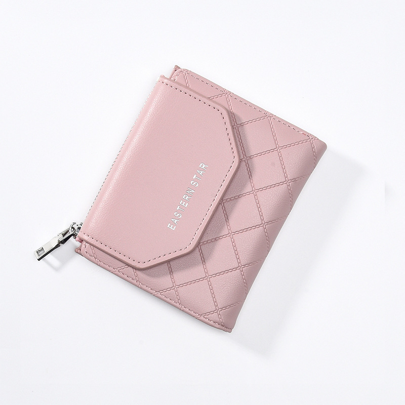Picture of New Multifunctional Wallet Women Card Bag PU Coin Purse Women's Thin Fashionable Rhombic Short Women's Trendy Wallet