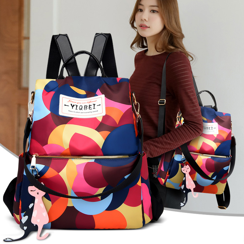 Manho new ladies shoulder European and American outdoor travel backpack geometric pattern Oxford cloth student bag large wholesale