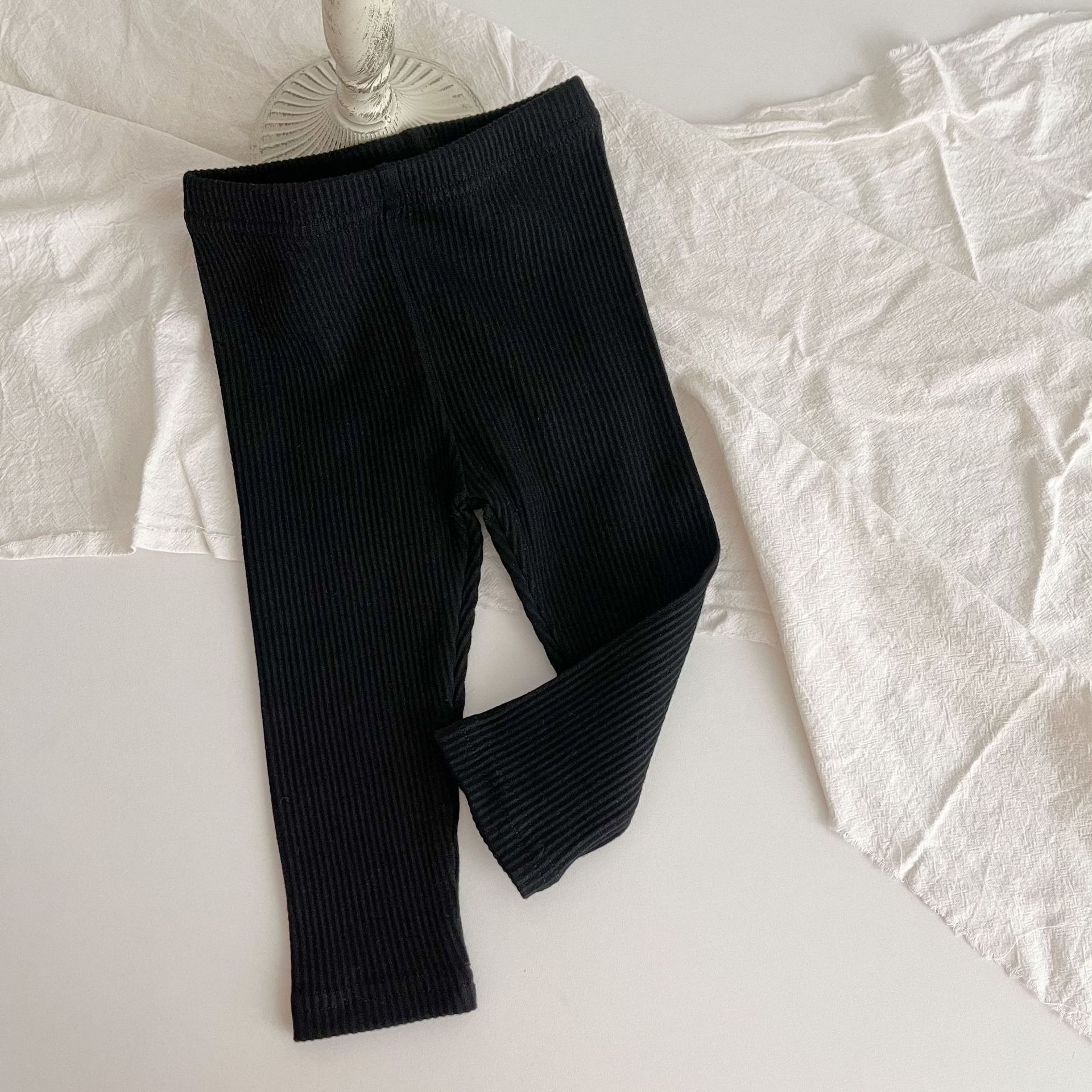 Picture of ins Spring and Autumn Boys and Girls Stretch Leggings Autumn Trousers Children's Solid Color Knit Rib Pants for Baby Girls