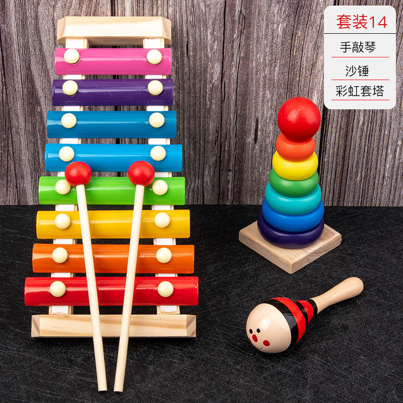 Picture of Percussion Musical Instruments Infants 0-1-2 Years Old Music Enlightenment Wooden Eight-tone Accordion Educational Music Toys