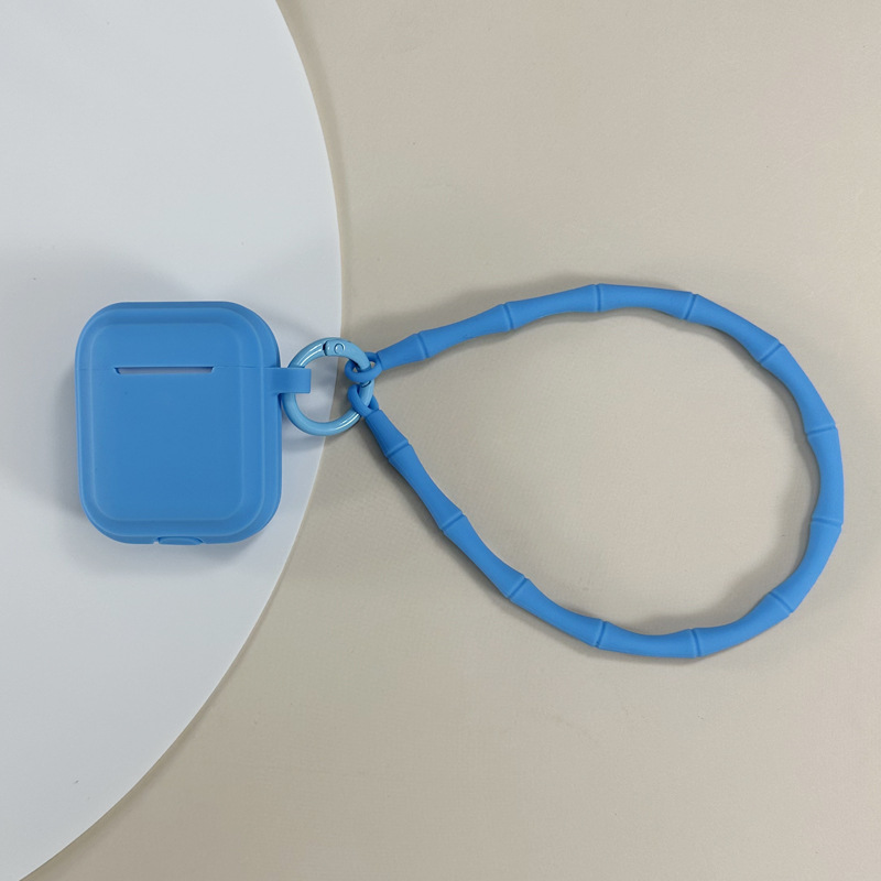 Picture of Simple Pure Color Belt Pendant Suitable for Airpods4 Protective Case Apple 1/2 Silicone Headphone Case with Lanyard Source