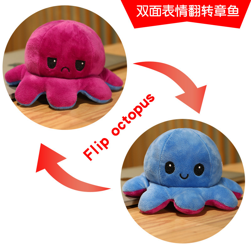 Picture of Flip Small Octopus Doll Double-sided Flip Doll Children Octopus Plush Toy Expression Face-changing Octopus Doll