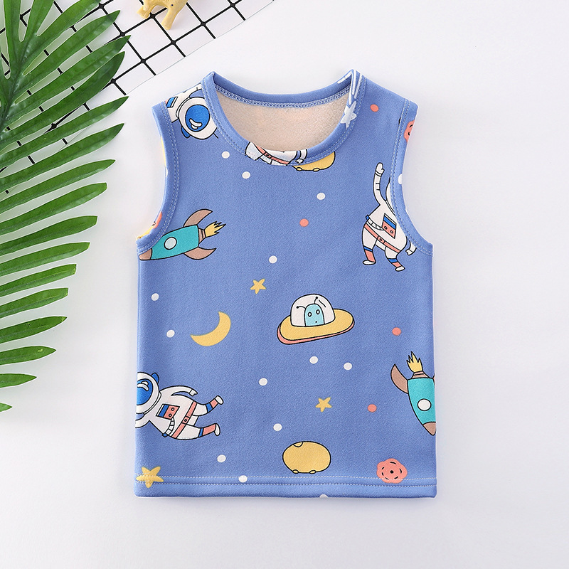 Picture of Children's fleece-lined Vest for Autumn and Winter 2024 Boys and Girls Thickened Warm Base Vest Children's Vest Baby Sleeveless Corner