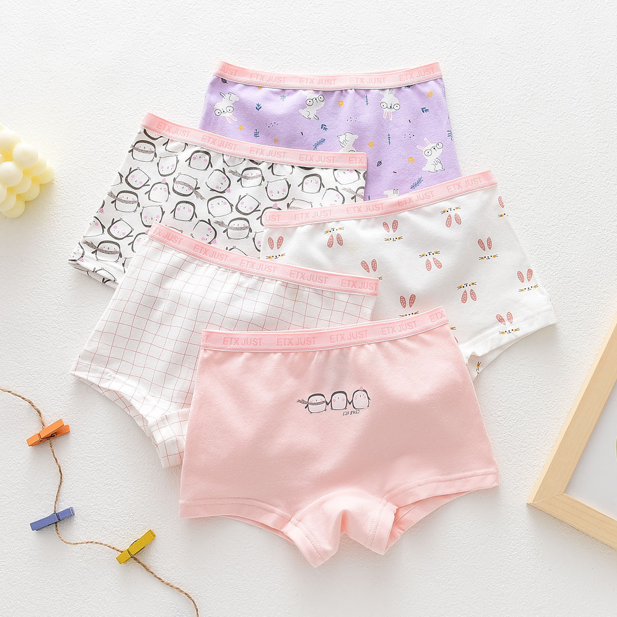 Picture of ETX women's children's underwear girls cotton underwear children's baby boxer shorts baby toddler boxer shorts 5 pieces
