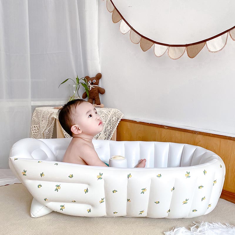 Picture of in stock Ins Nordic Baby Inflatable Bathtub Children's Sitting and Lying Integrated Inflatable Bathtub Multi-functional Bathtub