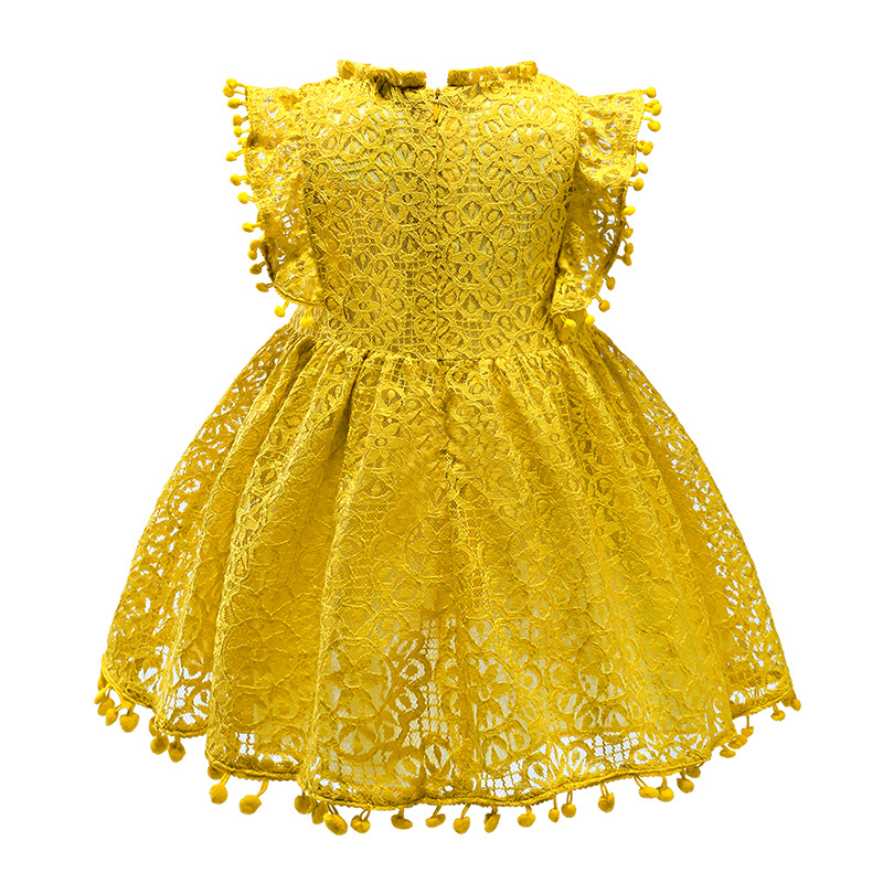 Picture of Children's Dress Wish Girls Korean Style Lace Flying Sleeves Cut Out Princess Dress Skirt Dress for Small and Medium-Sized Kidsren