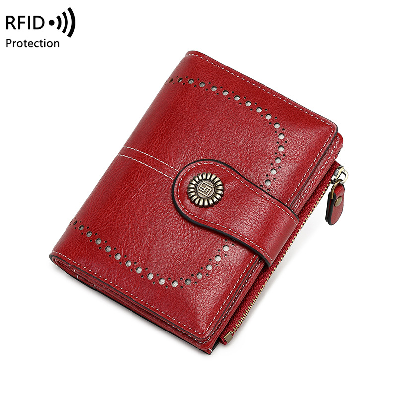 Picture of Wallet Women's Fashion Cross-Border Rfid Anti-Magnetic Wallet Short Zipper Buckle Wallet European and American New Large Capacity Women