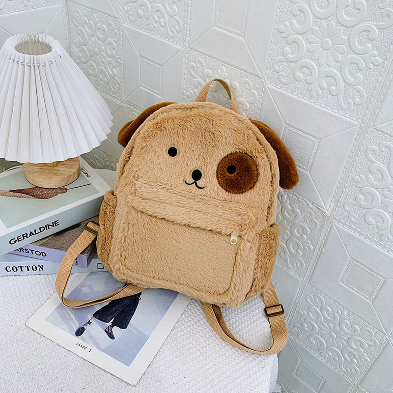 Picture of 2024 New Stuffed Puppy Backpack Cute Soft Girl Plush Bag Furry Bag School Bag Cartoon Student Small Backpack