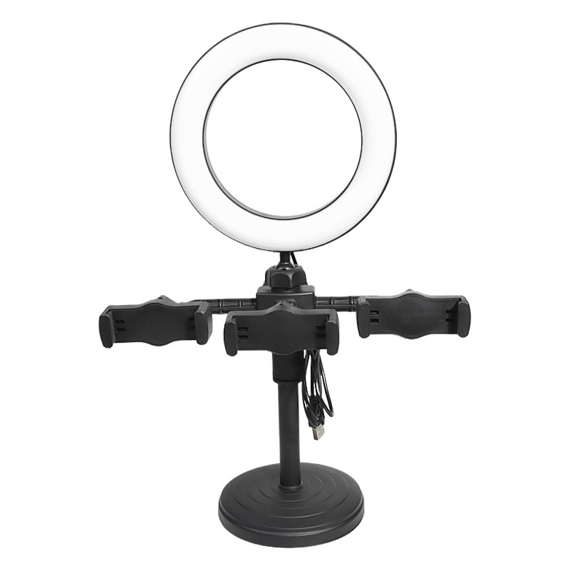 Picture of Three-position fill light internet celebrity anchor live broadcast desktop bracket 6-inch lifting bracket disc mobile phone bracket artifact