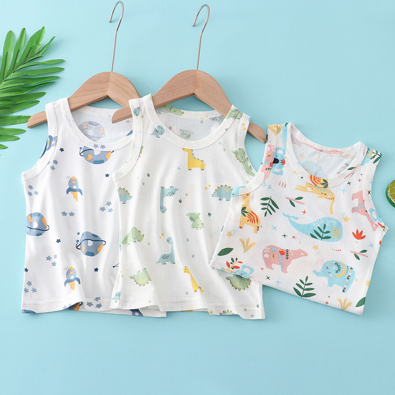 Picture of JX Children's Vest Boys' Slub Cotton Inner Wear Girls' Baby Summer Thin Children's Base Shirt Sling Vest Trendy