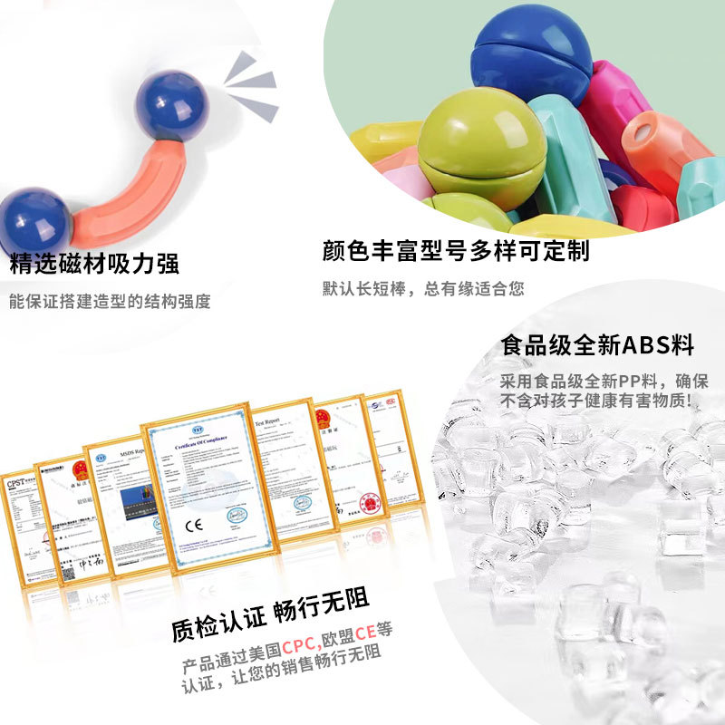 Picture of Wholesale Magnetic Building Blocks, Large Particle Toys, Children's Stress Relief Magnetic Building Blocks, Magnetic Patches, Versatile Magnetic Rods