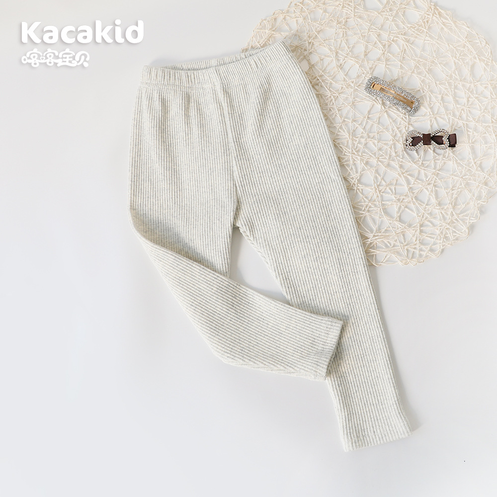 Picture of Girls' Autum Outer Leggings, Category a Cotton Kidsren's Pants, Kidsren's Clothing, Boys' Linen Pants, Elastic Pure Color Baby Pants