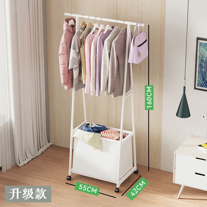 Picture of Floor-Standing Coat Rack, Triangular Coat Rack with Wheels, Mobile Multi-Layer Storage Rack, Clothes Rack, Simple and Modern Clothes Drying Rack