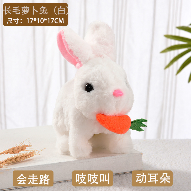 Picture of Plush Electric White Rabbit Simulation Pet Can Walk, Call, Move Mouth, Shake Ears Angora Rabbit Pet Toy