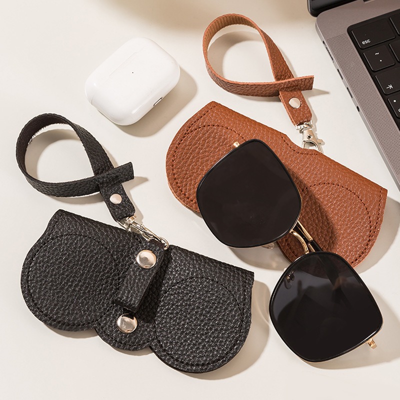 Simple Fashion Portable Sunglasses Protective Case Sunglasses PU Protective Case Sunglasses Storage Bag Red Bag