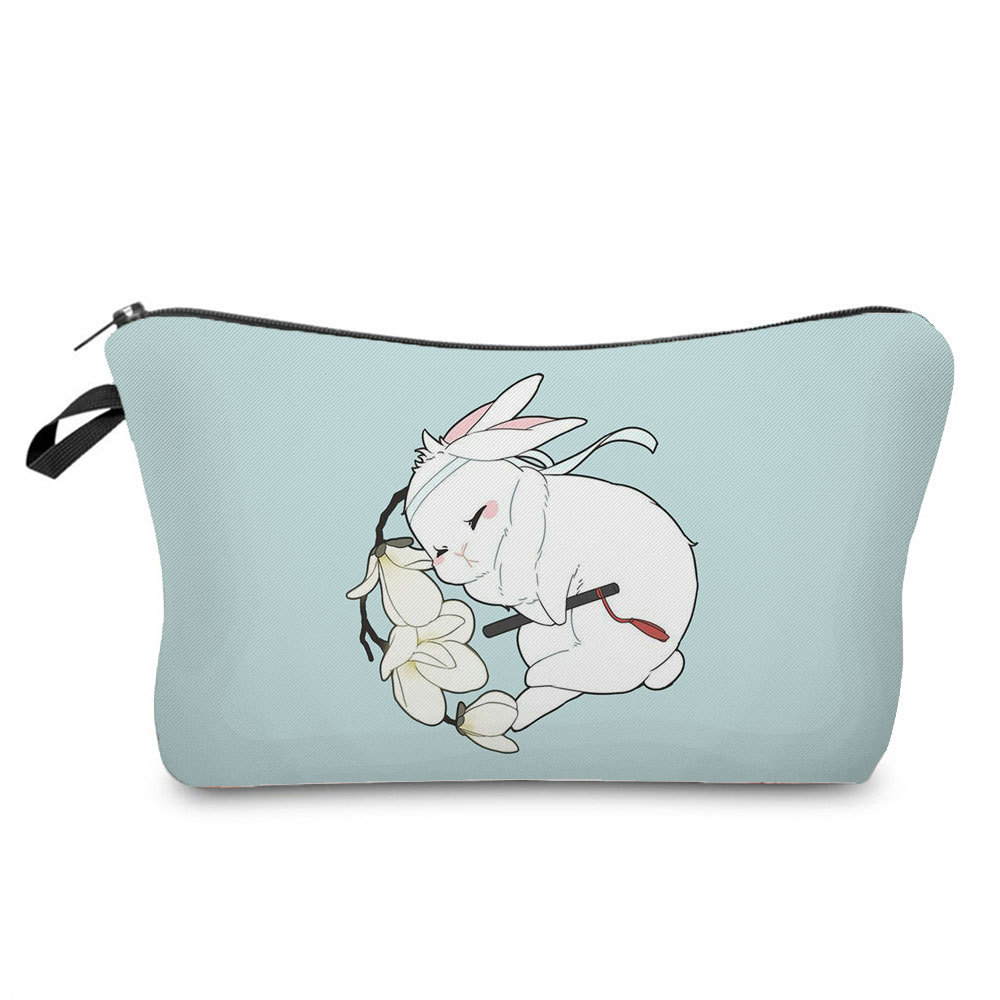 Picture of Trendy cartoon new rabbit printed cosmetic bag fashionable cute drop-resistant storage bag large capacity wash bag