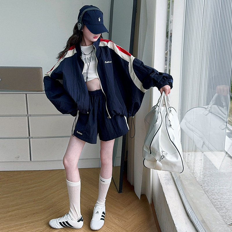 Picture of Cross-border Girls' Casual Sports suit 2025 Summer New Western Style Girls' Thin Sunscreen Shorts suit