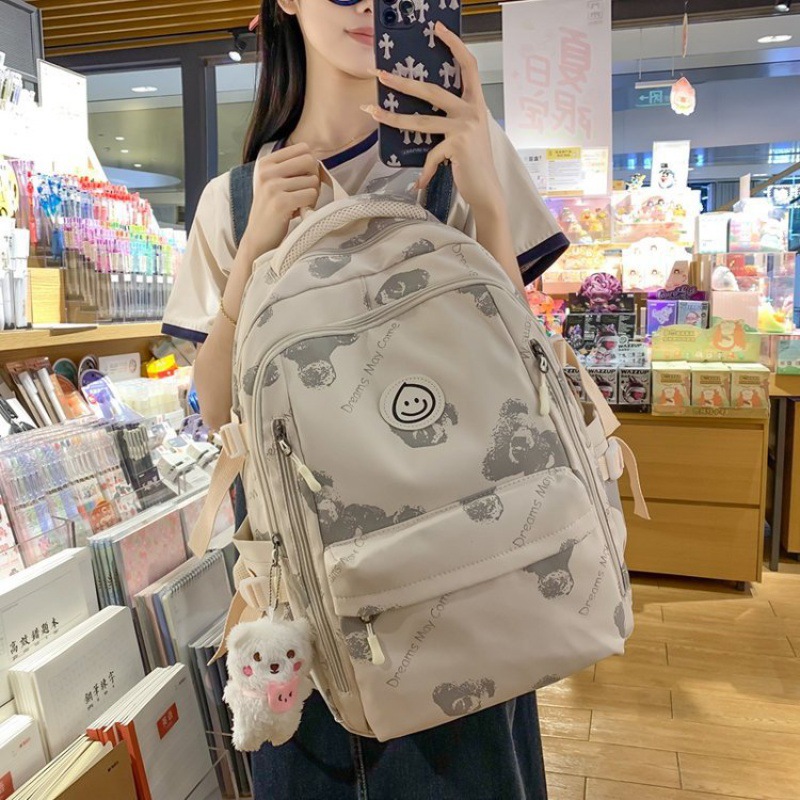 Picture of 2022 New Girls Junior High School Students Cute Japanese Printed Bear ins Backpack Large Capacity Commuter Backpack