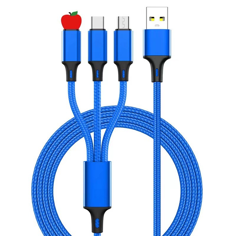 Picture of Source 120w zinc alloy machine passenger data line one drag three flash charging data line three in one super fast charging line