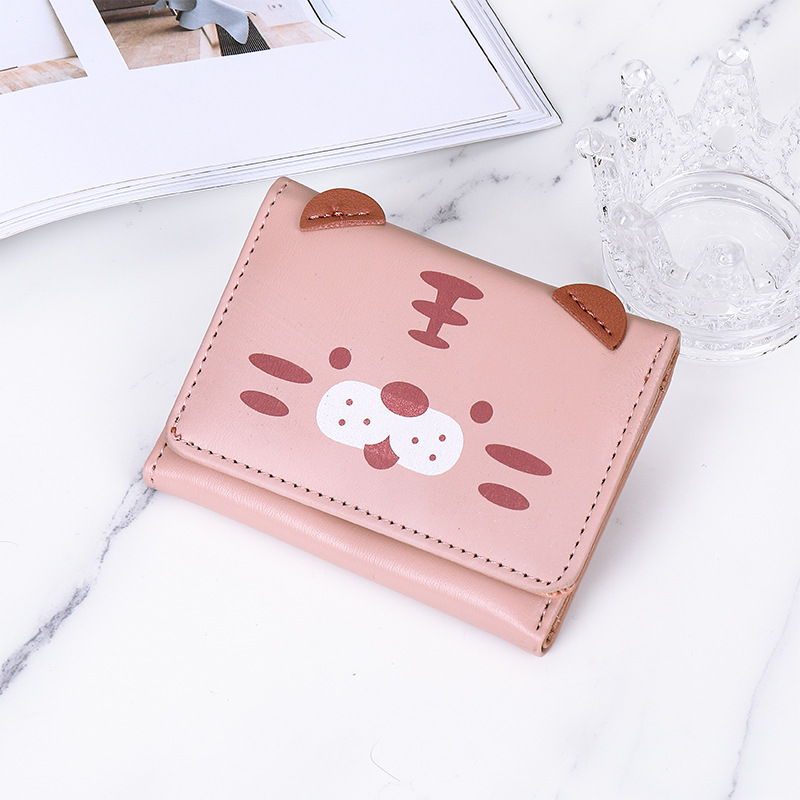 Picture of Korean Style New Small Wallet Women's Short Three-fold Cute Printed Cartoon Student Three-fold Multi-card Bits Folding Coin Clip