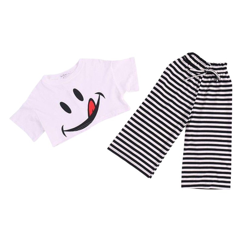 Summer Children's Wear Korean Style Children's Short-sleeved Suit Western Style Cute Girl Baby's T-shirt Anti-mosquito Pants Two-piece Children's Wear