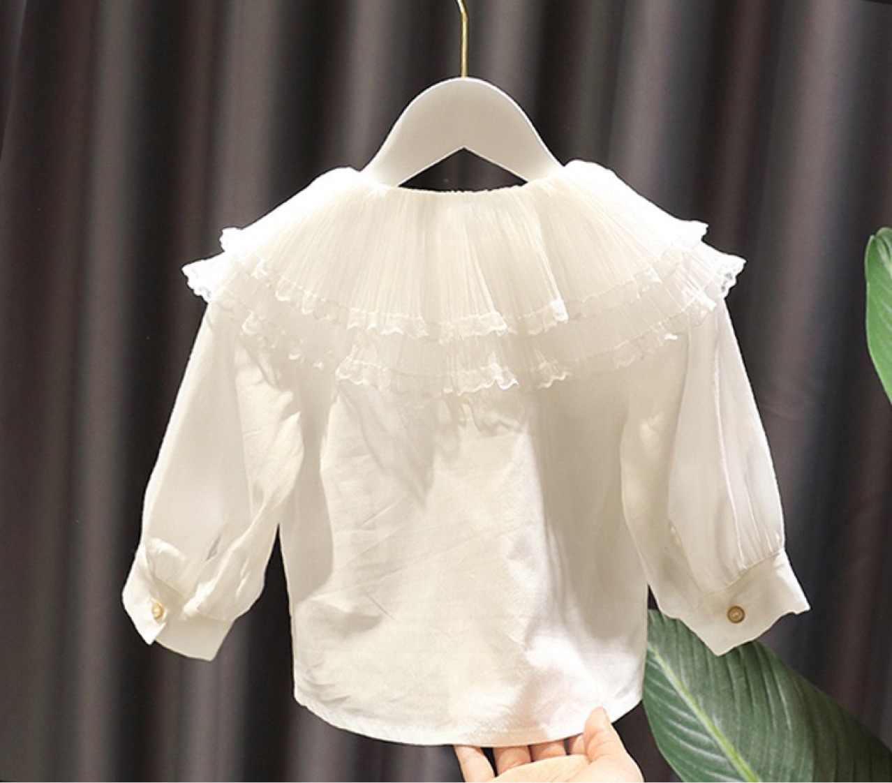 Picture of 2020 Autumn cross-border supply of small fragrant style denim strap skirt lace white shirt two-piece Children's suit YY64