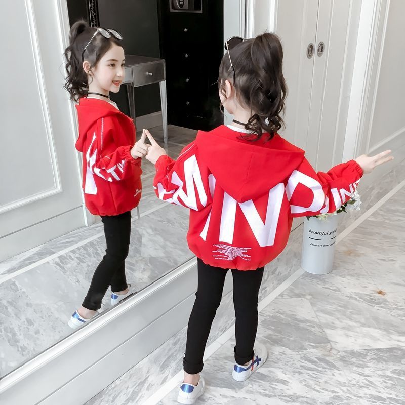 Picture of Girls' 2020 new spring and autumn coat Korean style autumn clothing children's medium and big children hooded little girl loose jacket top