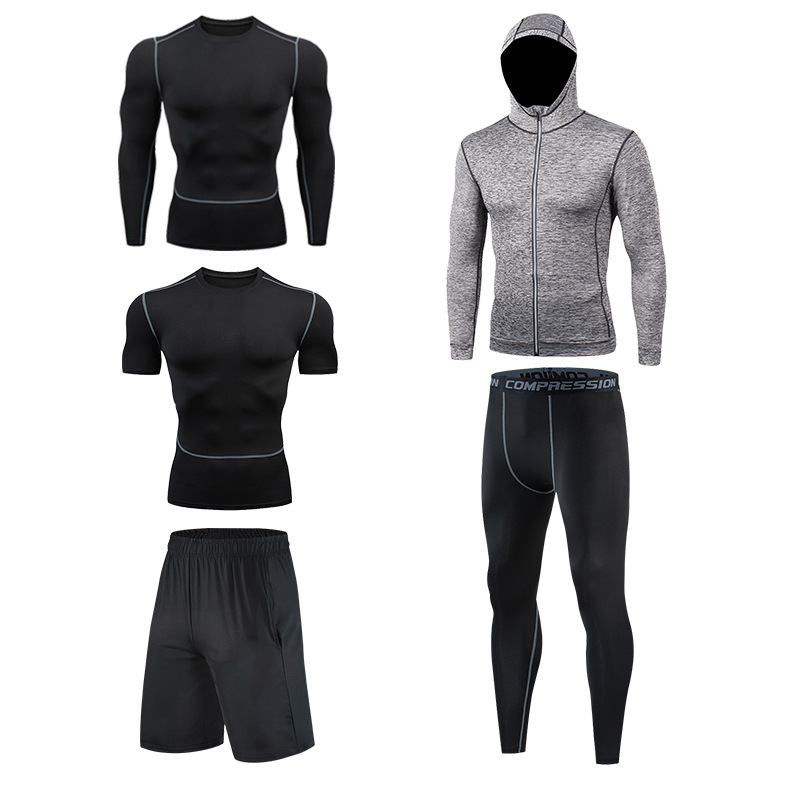 Picture of Fitness Clothes Running Clothes Men's Summer Ice Silk Quick-drying Clothes Equipment Training Hall Long-sleeved Physical Fitness Sportswear suit