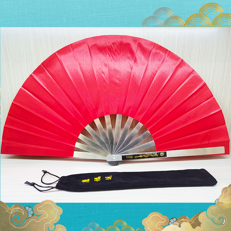 Picture of Stainless Steel Taiji Fan Kung Fu Fan Martial Arts Fan Performance Fan Shuanglong Iron Fan Martial Arts Fan Folding Fan Factory Outlet