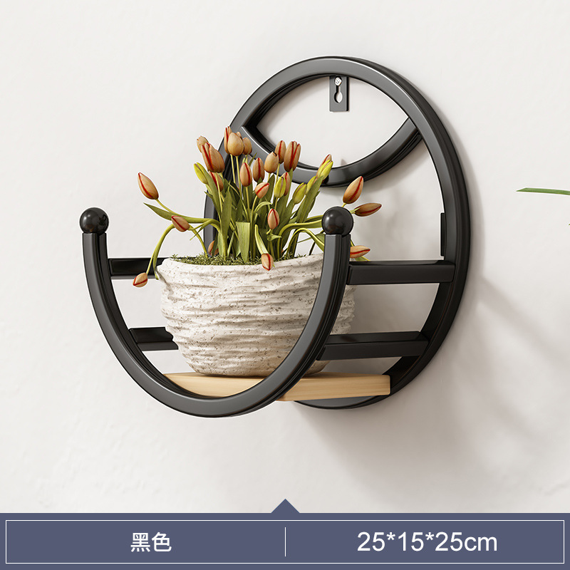 Picture of Wall-mounted Flower Rack for Living Room Balcony Ironwork Punch-free Green Rose Fleshy Flower Pot Plant Flower Shelf