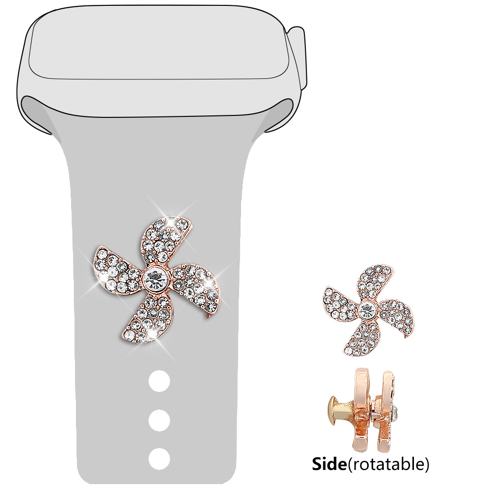 Picture of For Apple Watch Strap Decorative Nail Apple Watch Universal Silicone Strap Rotating Windmill Decoration