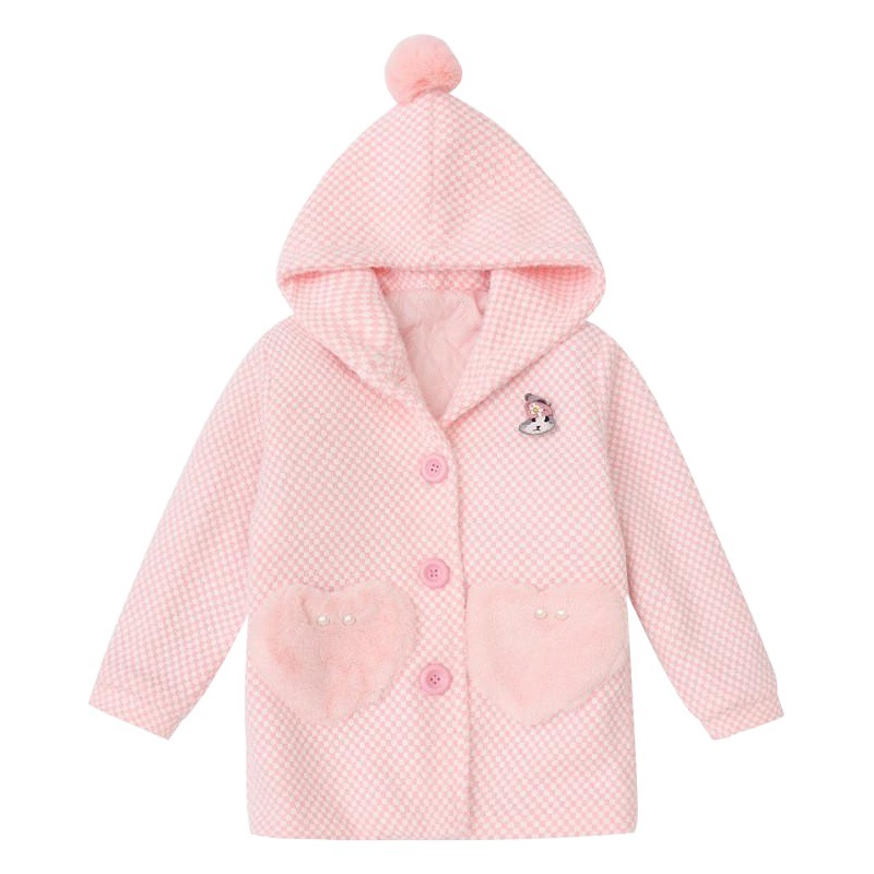 Girls mink woolen coat 2025 spring and autumn woolen coat children's woolen coat children's clothing a generation of hair