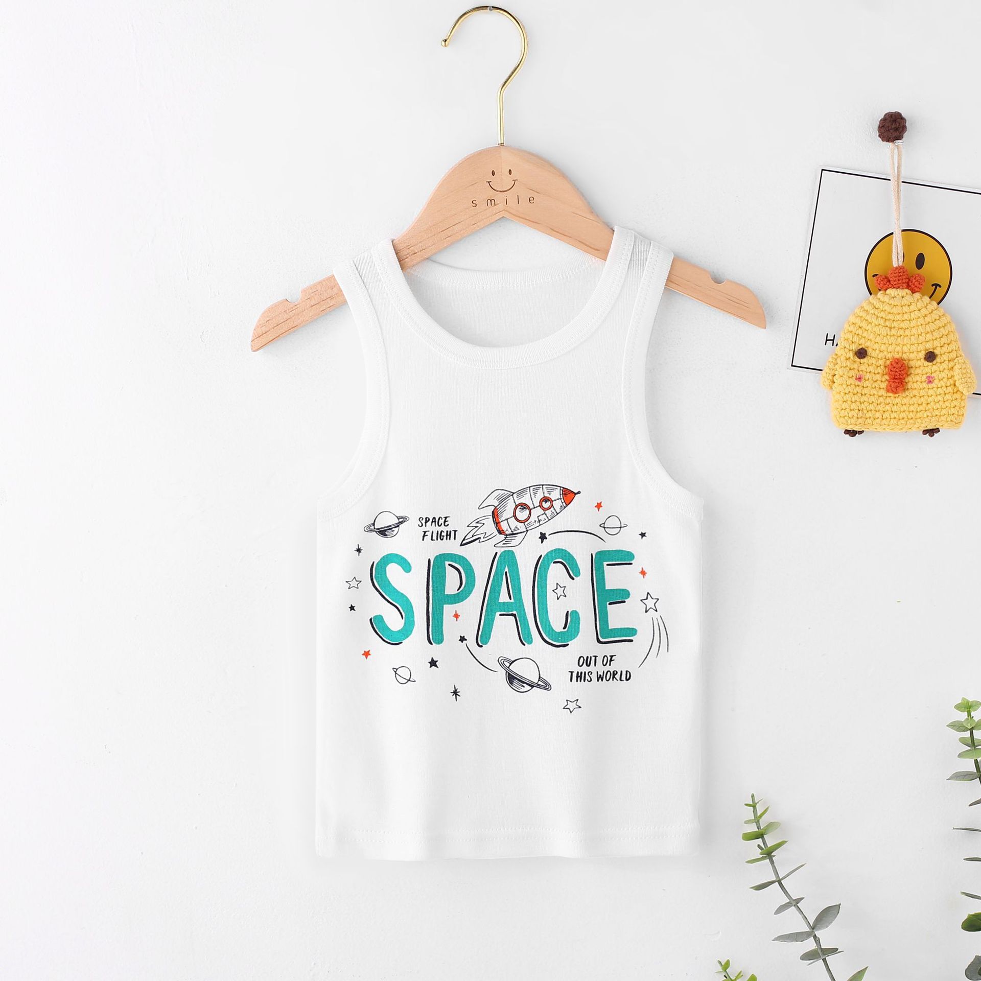 Picture of Children's Pure Cotton Vest Printed Ribbed Boys and Girls Summer Thin Sports Sling Outer Wear Bottoming Intimates for Small and Medium-Sized Kidsren