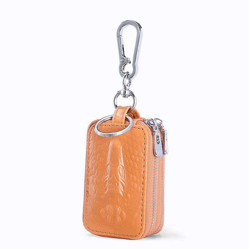 Picture of Genuine Leather Double-Layer Key Bag for Men with Crocodile Pattern Waist Hanging Car Key Cover Couple Zipper Universal Key Bag Storage