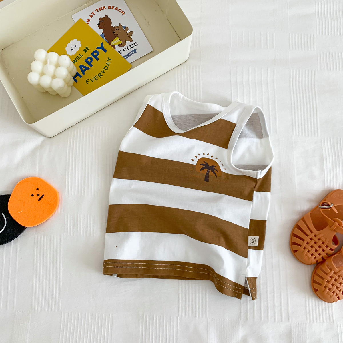 Picture of [Clearance style no refund or exchange] South Korea children's clothing summer striped printed vest top boys and girls sleeveless top