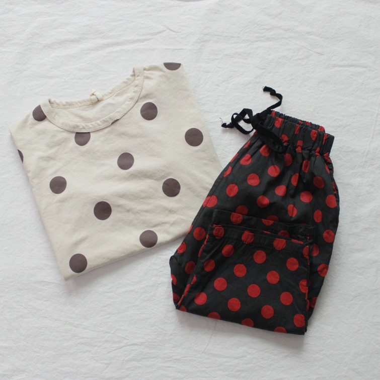 Picture of Summer Kidsren's T-Shirt Short-Sleeved Boys' Bottoming Shirt Korean Style Round Neck Polka Dot Versatile Girls' Tops Cotton Spot Wholesale