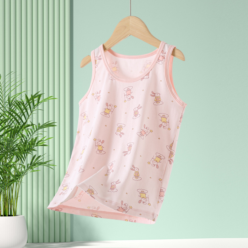 Picture of Summer New Children's Vest Pure Cotton Lycra Thin Top Boys' Girls' Baby Children's Wear Inner Base Vest