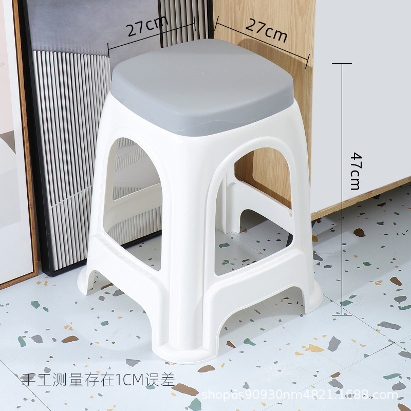 Picture of Thickened plastic stool household chair square stool plastic adult bench simple high stool stackable stool wholesale