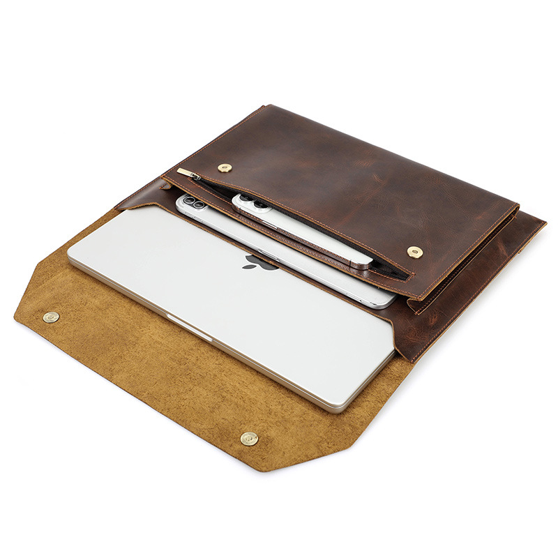 Picture of Suitable for macbookpro14 top layer cowhide protective cover Apple laptop air13.3 inch liner bag