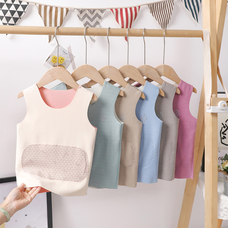 Picture of Children's thermal patch vest boys and girls belly protection double-sided velvet waistcoat baby autumn and winter seamless inner wear sleeveless base