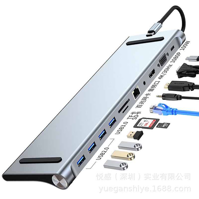 Picture of Cross-border factory direct in stock 12-in-one docking station typec same-screen multi-screen different display MST docking station