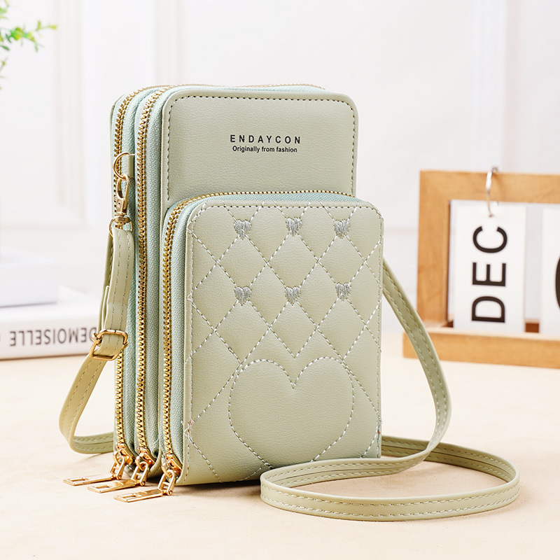 New Large-Capacity Multifunctional Fashionable Simple Shoulder Bag Crossbody Three-Layer Zipper Mobile Phone Bag for Women