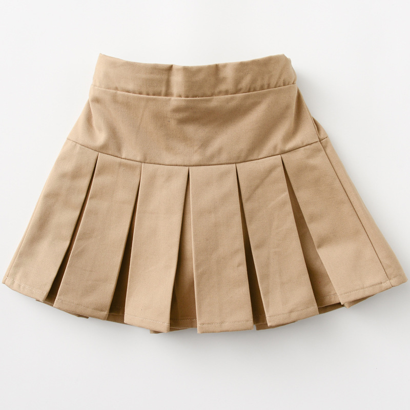 Picture of Girl's Pleated Skirt Skirt Children's Middle and Big School khaki School Uniform Short Skirt Girl's College Style Skirt