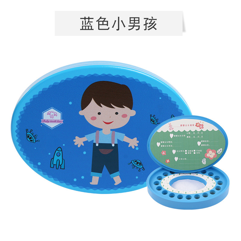 Picture of Wooden Children's Deciduous Teeth Box 1-3-5 Years Old and a Half Baby's Fairy Hair Deciduous Teeth Storage Box One Year Old Memorial Umbilical Cord Collection Box
