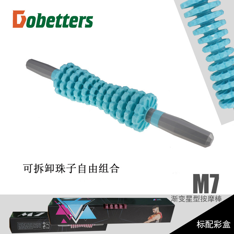 Picture of M7 gear massage stick fascia roller plastic roller stick shaft fitness yoga deep muscle relaxation massage shaft