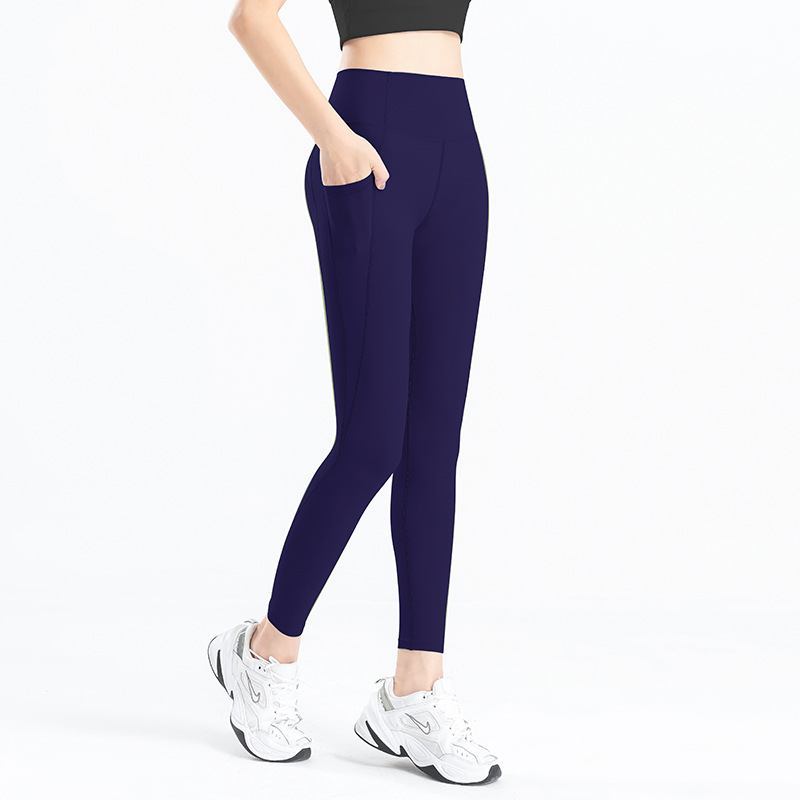 Picture of European and American Cross-border Peach Hip Fitness Pants Scrub Naked Summer Sports Tight Pocket High Waist Hip Yoga Pants for Women