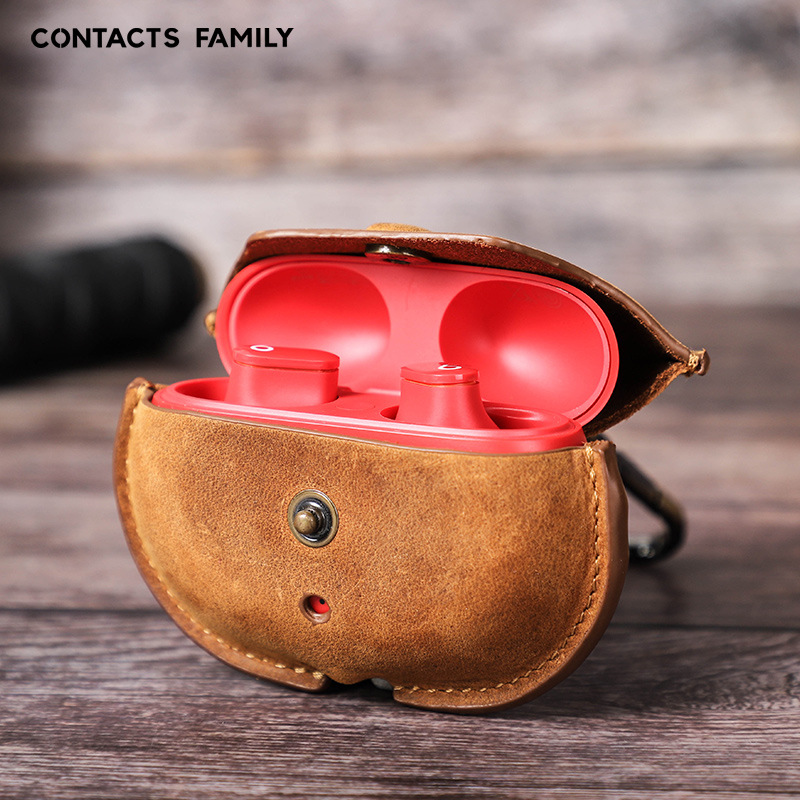 Picture of For Apple Beats Studio Buds Headphone Case Crazy Horse Leather Portable Bluetooth Headset Case