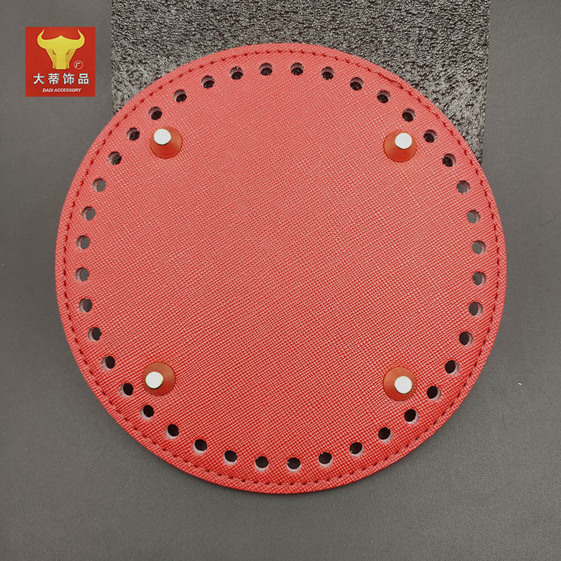 Picture of Bag accessories handmade elegant bag material 14cm round bottom plate diy woven bag quality hardened pu bag pad bottom